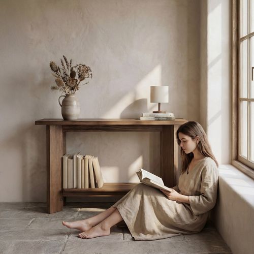 Meuble D'entrée En Bois Massif Noyer 120x75