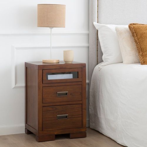 Table De Chevet En Bois Massif Marron 44x64