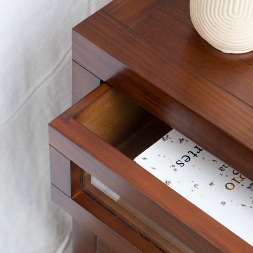 Table De Chevet En Bois Massif Marron 44x64