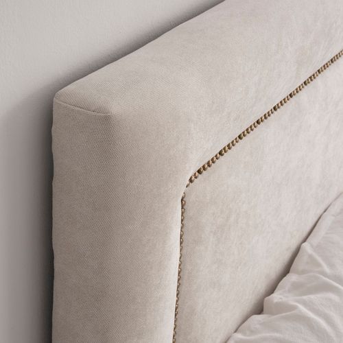 Tête De Lit Tapissée En Bois Beige 160x120
