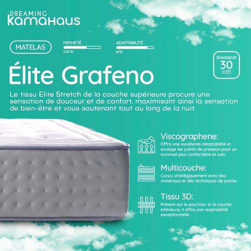 Matelas Mousse 160x200 Graphène Elite - Ép30 Cm - Mi-ferme - Accueil Mémoire De Forme - Viscographen
