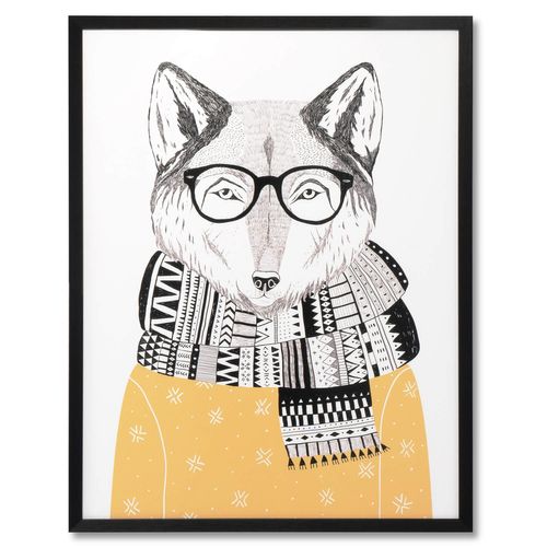 Yellow Fox - Tableau Décoratif 80 X 60 Cadre Noir