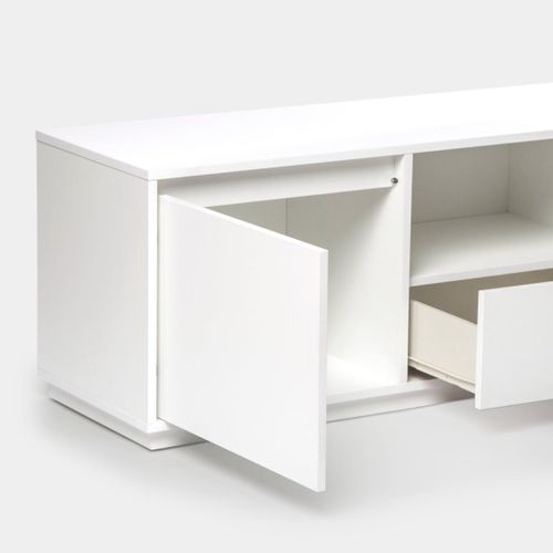 Meuble TV En Laqué Blanc 148x47cm