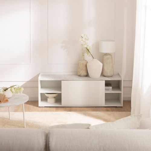 Meuble TV En Laqué Blanc 140x51cm