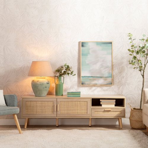 Meuble TV En Rotin Naturel 160x50cm