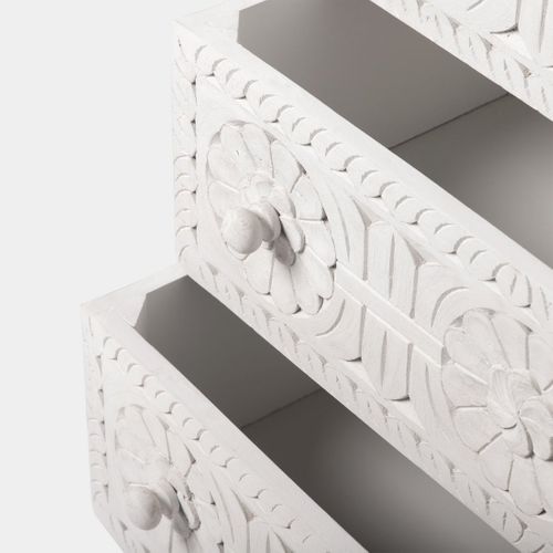 Commode En Bois Blanc Décapé 80x82cm