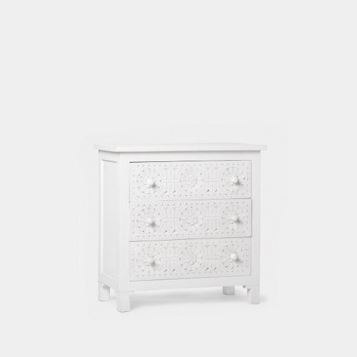 Commode En Bois Blanc Décapé 80x82cm