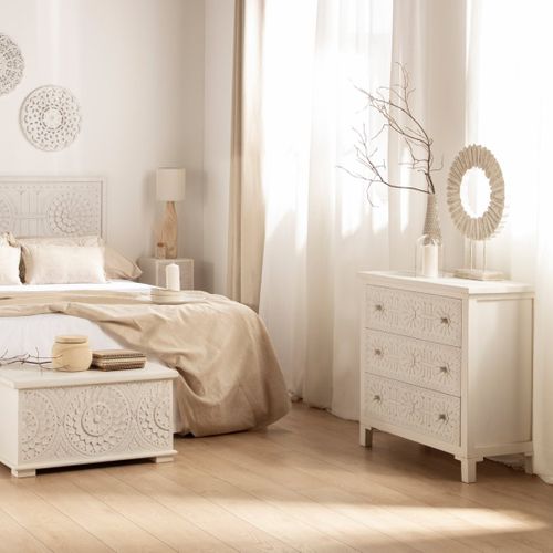 Commode En Bois Blanc Décapé 80x82cm