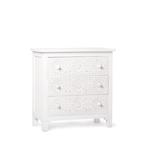 Commode En Bois Blanc Décapé 80x82cm