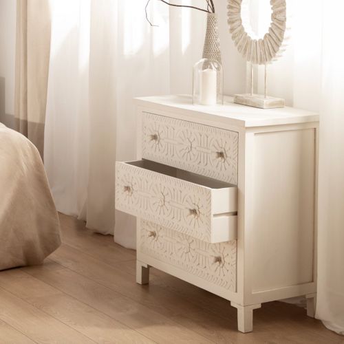 Commode En Bois Blanc Décapé 80x82cm