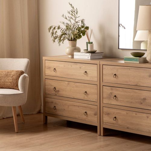 Commode En Bois Naturel 100x85cm