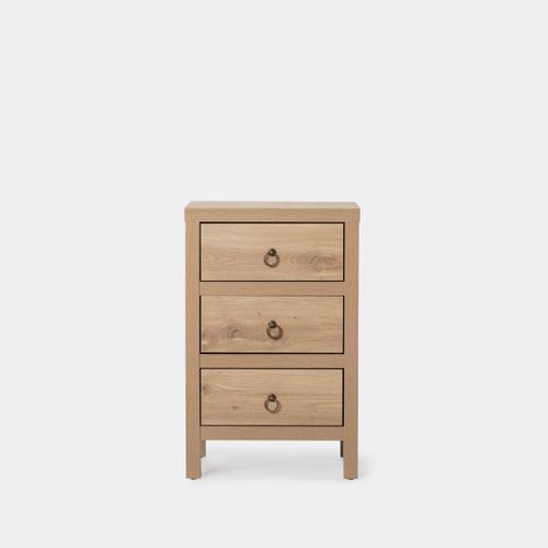 Table De Chevet 3 Tiroirs En Bois Naturel 45x70cm