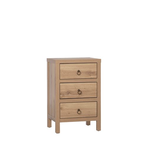 Table De Chevet 3 Tiroirs En Bois Naturel 45x70cm