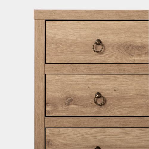 Table De Chevet 3 Tiroirs En Bois Naturel 45x70cm