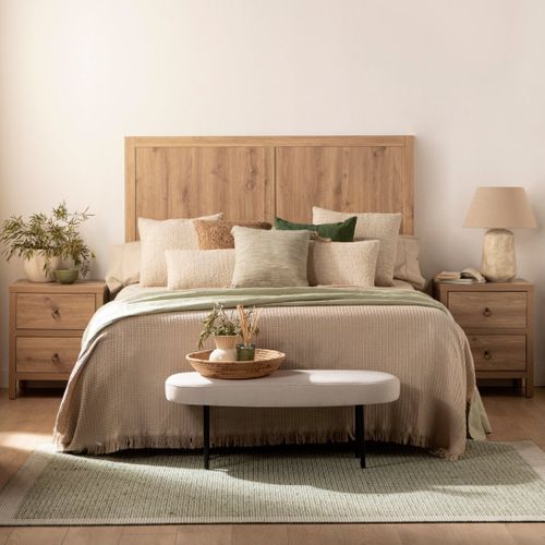 Table De Chevet 2 Tiroirs En Bois Naturel 50x60cm