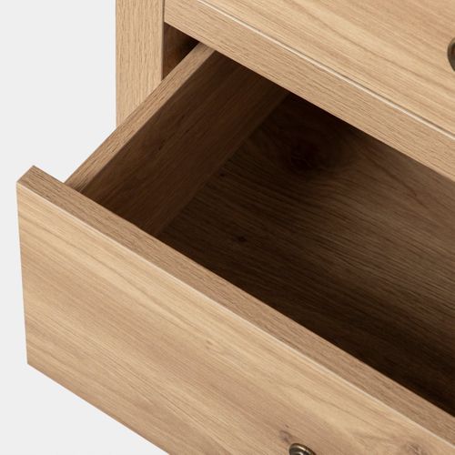 Table De Chevet 2 Tiroirs En Bois Naturel 50x60cm