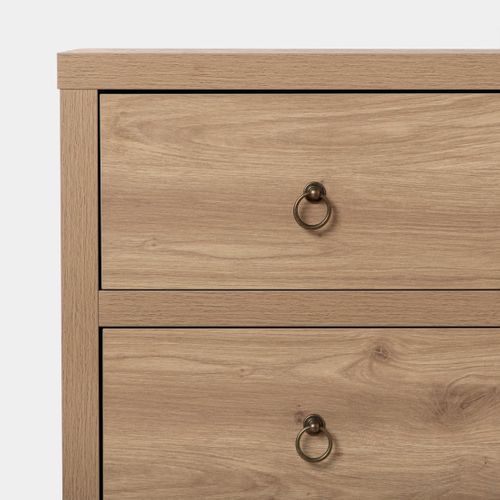 Table De Chevet 2 Tiroirs En Bois Naturel 50x60cm