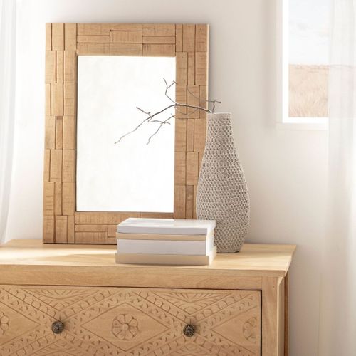 Miroir Mural Rectangulaire 60x45 En Bois De Manguier Nicole