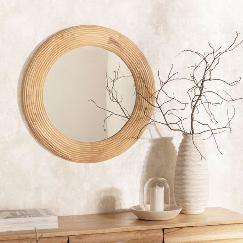 Miroir Rond Mural Ø68 En Bois De Mangue Aura