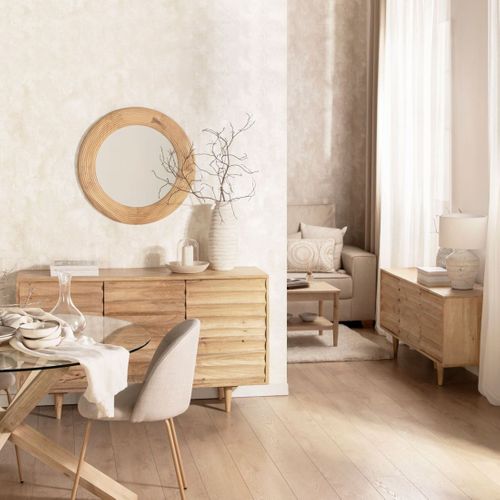 Miroir Rond Mural Ø68 En Bois De Mangue Aura