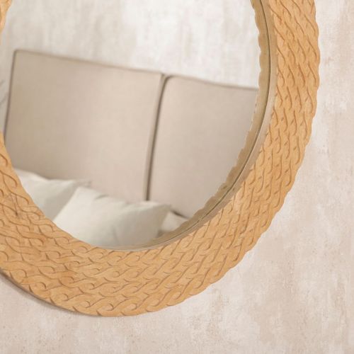 Miroir Rond Mural Ø65 En Bois De Mangue Michele