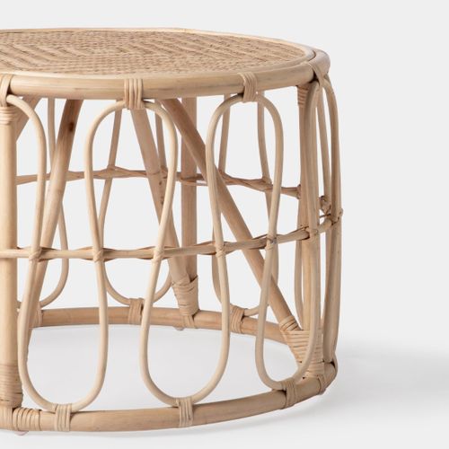 Table Basse Fixe En Rotin Naturel Naturel 60x45cm