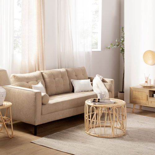 Table Basse Fixe En Rotin Naturel Naturel 60x45cm