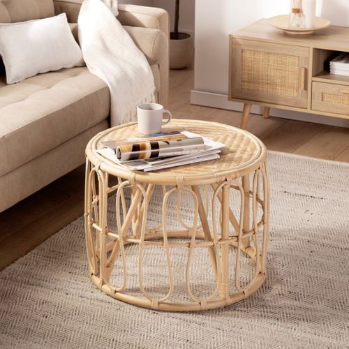 Table Basse Fixe En Rotin Naturel Naturel 60x45cm
