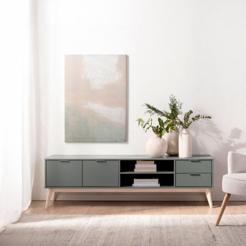 Meuble TV En Laqué Vert Anthracite 180x53cm