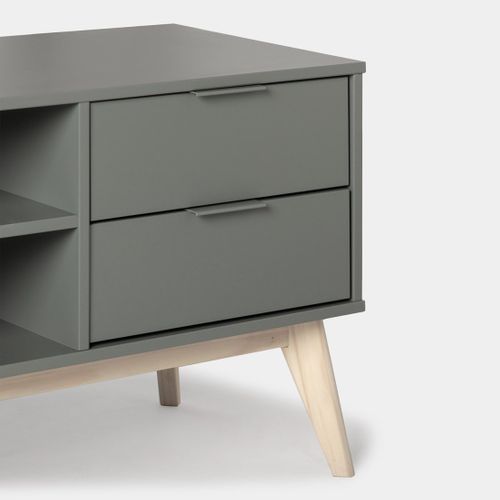 Meuble TV En Laqué Vert Anthracite 180x53cm