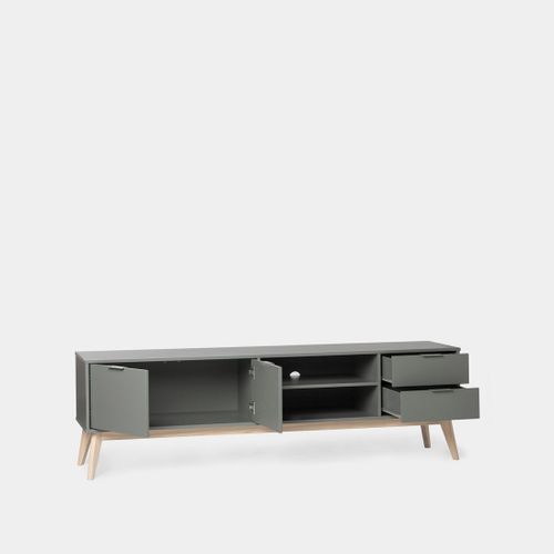 Meuble TV En Laqué Vert Anthracite 180x53cm