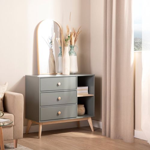 Commode En Laqué Vert Anthracite 90x81cm