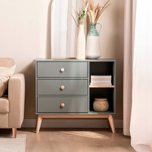 Commode En Laqué Vert Anthracite 90x81cm