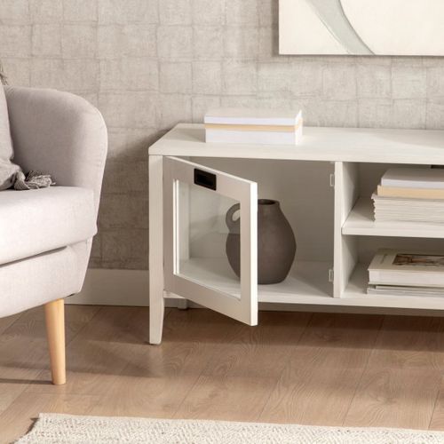 Meuble TV En Laqué Blanc 140x50cm