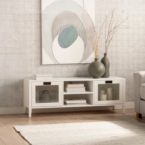 Meuble TV En Laqué Blanc 140x50cm