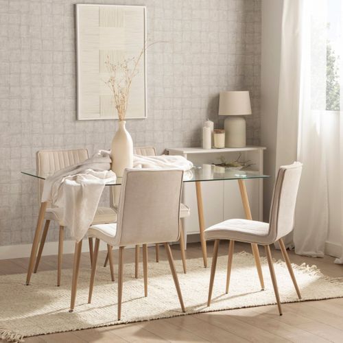 Chaise De Salle à Manger En Tissu Beige 44x86cm