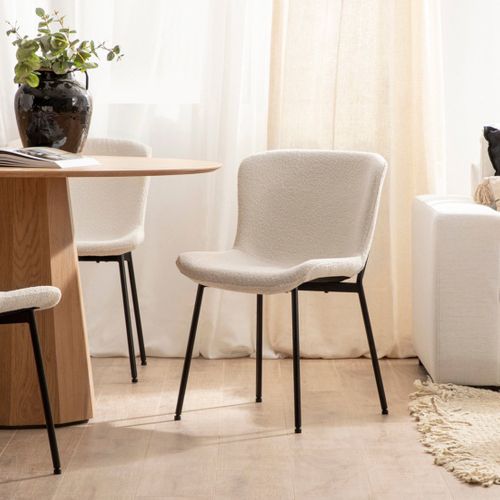 Chaise De Salle à Manger En Bouclé Beige 50x80cm