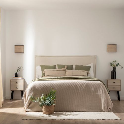 Table De Chevet 2 Tiroirs En Bois Naturel 35x55cm