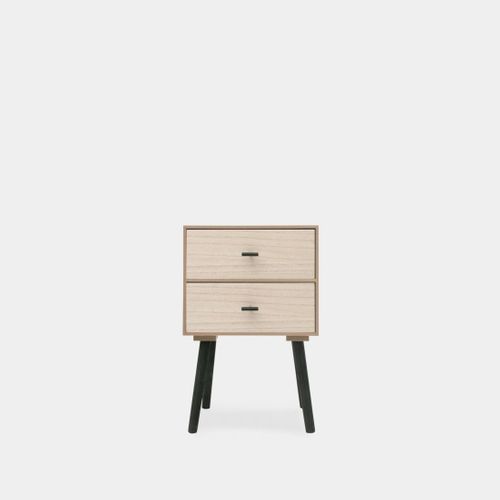 Table De Chevet 2 Tiroirs En Bois Naturel 35x55cm