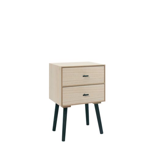 Table De Chevet 2 Tiroirs En Bois Naturel 35x55cm