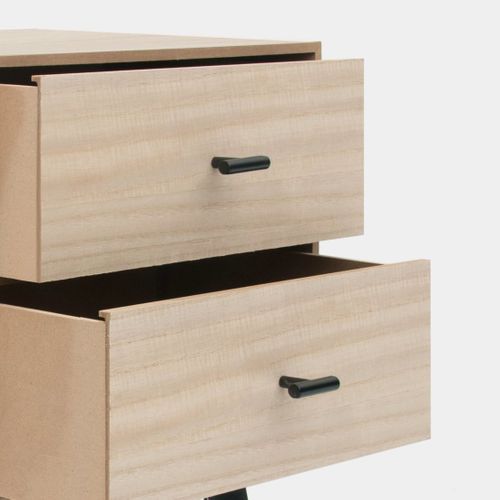 Table De Chevet 2 Tiroirs En Bois Naturel 35x55cm