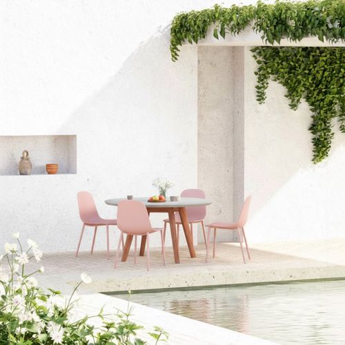 Chaise De Salle à Manger En Plastique Rose 45x80cm