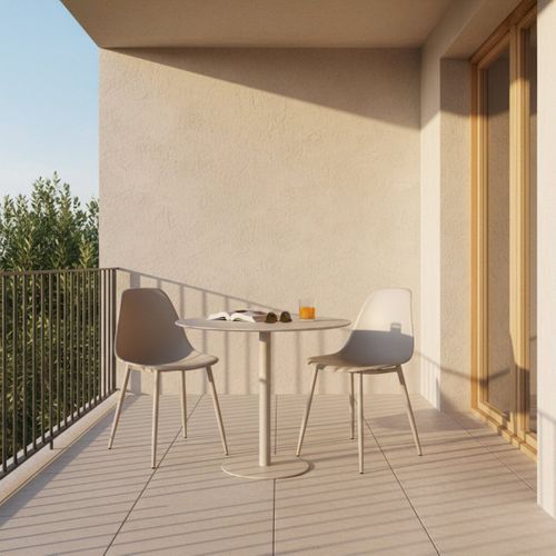 Lot De 6 Chaises De Salle à Manger En Plastique Beige 45x80cm