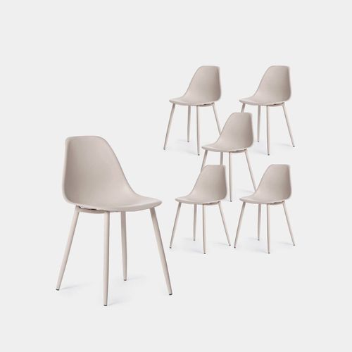 Lot De 6 Chaises De Salle à Manger En Plastique Beige 45x80cm