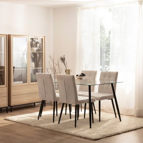 Chaise De Salle à Manger En Tissu Beige 44x92cm