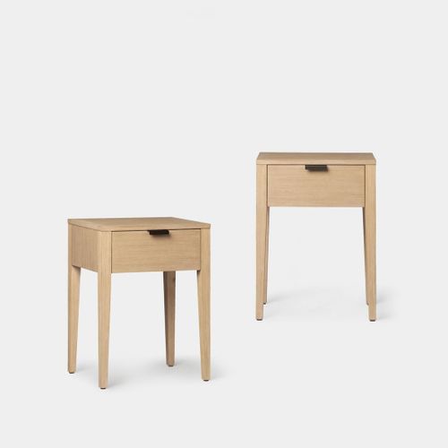 Table De Chevet 1 Tiroir En Bois Naturel 45x60cm