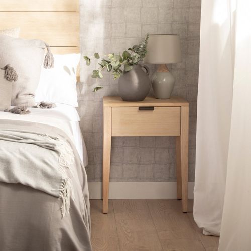 Table De Chevet 1 Tiroir En Bois Naturel 45x60cm