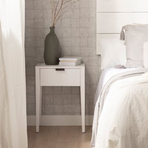 Table De Chevet 1 Tiroir En Laqué Blanc 45x60cm