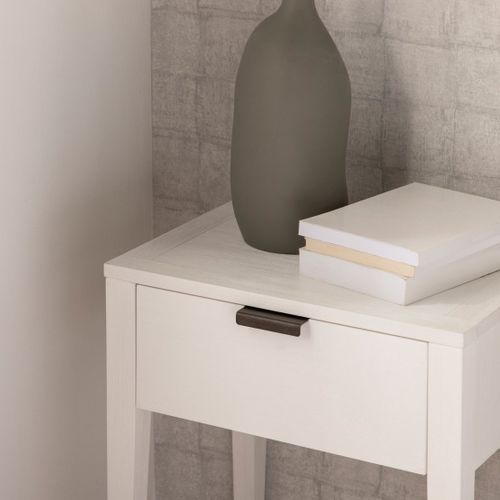 Table De Chevet 1 Tiroir En Laqué Blanc 45x60cm