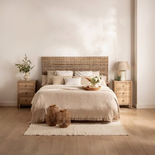 Table De Chevet 3 Tiroirs En Bois Naturel 45x70cm